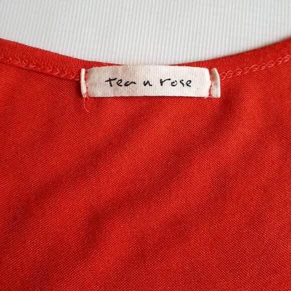 TEA N ROSE Asymmetrical Sleeveless Tank Top Colorblock Coral Orange Yellow Green - Picture 13 of 14